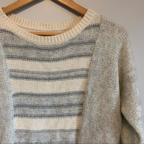Ann Tylor LOFT cream silver shimmery oversized chunky knit sweater size Small - Picture 6 of 9